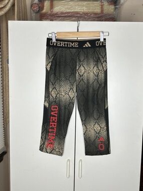 Adidas Overtime Exotic Speed TechFit 3/4 Tights Black Gold Boys Large JY4705 NEW